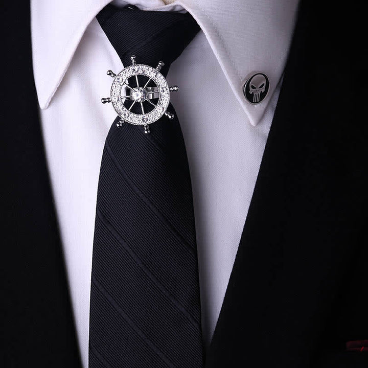 Men's Royal Throwback Pin Buckle Necktie - Helm & Black Striped - image 4