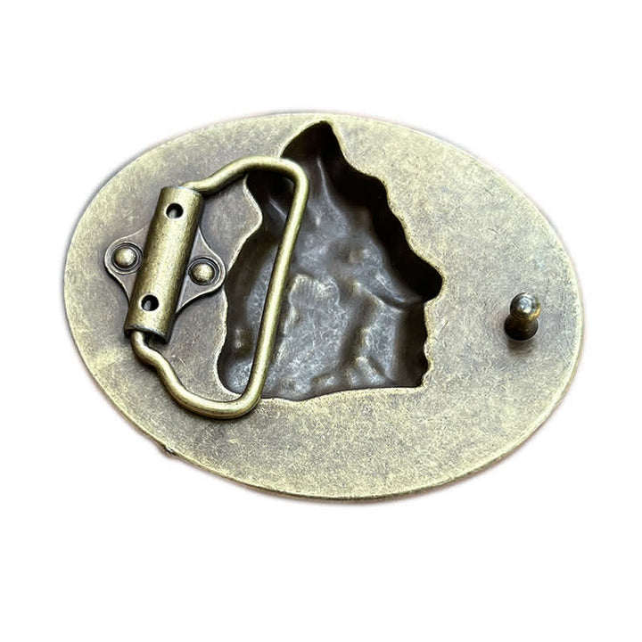 Men's DIY Howling Wolf Head Buckle Leather Belt - image 4