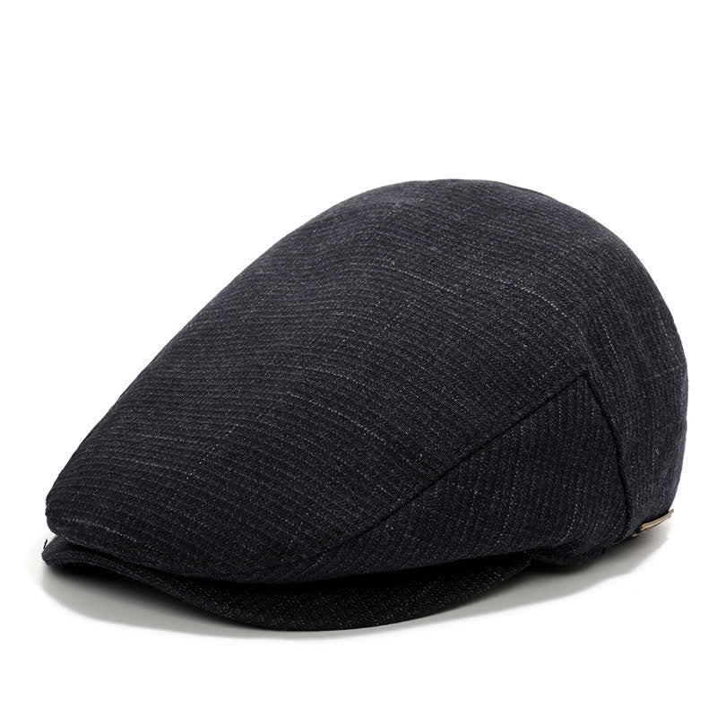 Sport Ivy Flat Cap with Earflap Beret - Black Grid - Adjustable (about 22"-23 5/8") - image 7