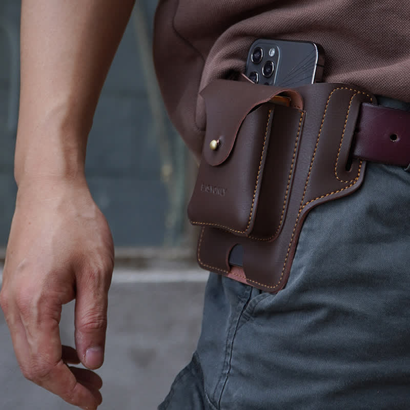 Mobile Phone Storage Fanny Pack Leather Belt Bag - image 1