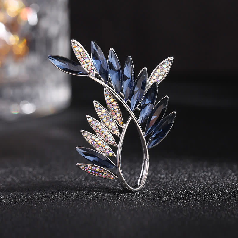 Women's Olive Branch Crystal Brooch - Blue - image 0