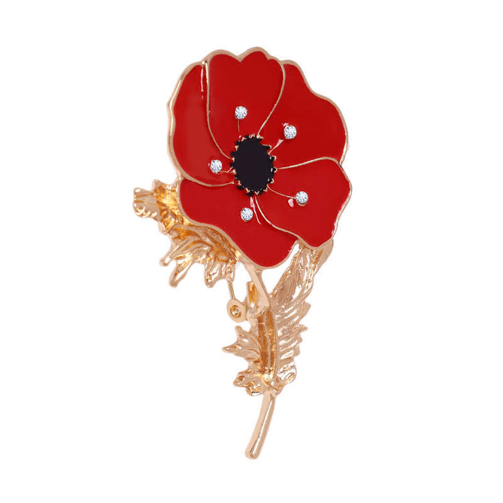 Women's Vintage Oil Painting Poppy Brooch - image 4