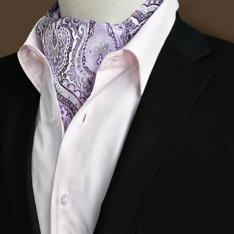 Lavender Leisure Prom Gents Floral Ascot Paisley Cravat - Lavender - image 0