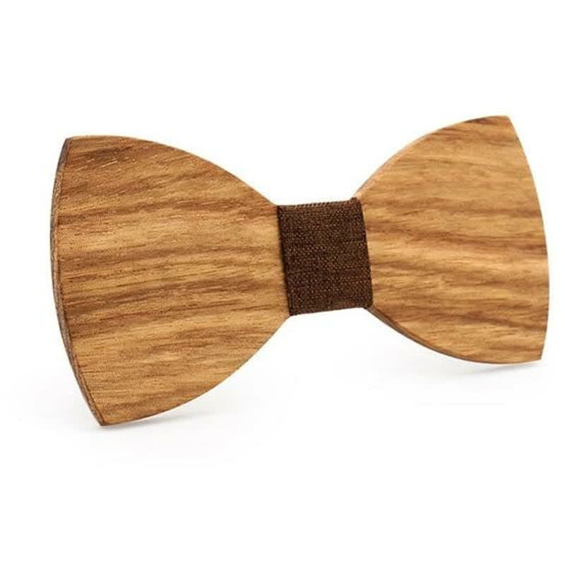 Men's Natural Wood Grain Wooden Bow Tie - Coffee - image 5