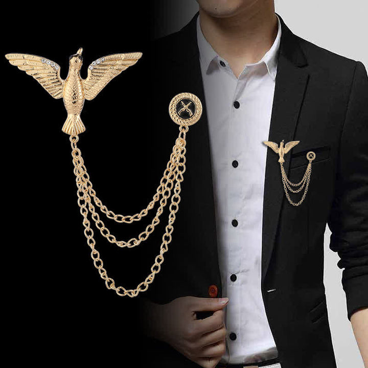 Men's Victory Bird Chain Brooch - Gold - image 0