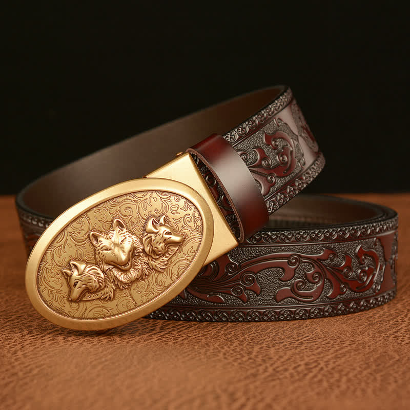 Men's Legend Of Hungry Wolves Leather Belt - image 2
