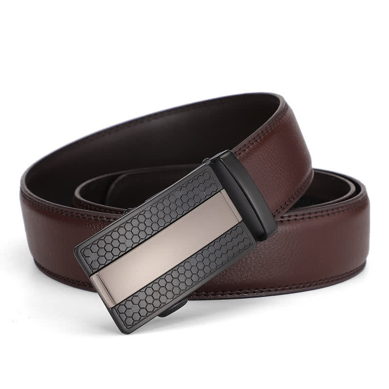 Men's Classy Sliding Buckle Ratchet Leather Belt - image 7