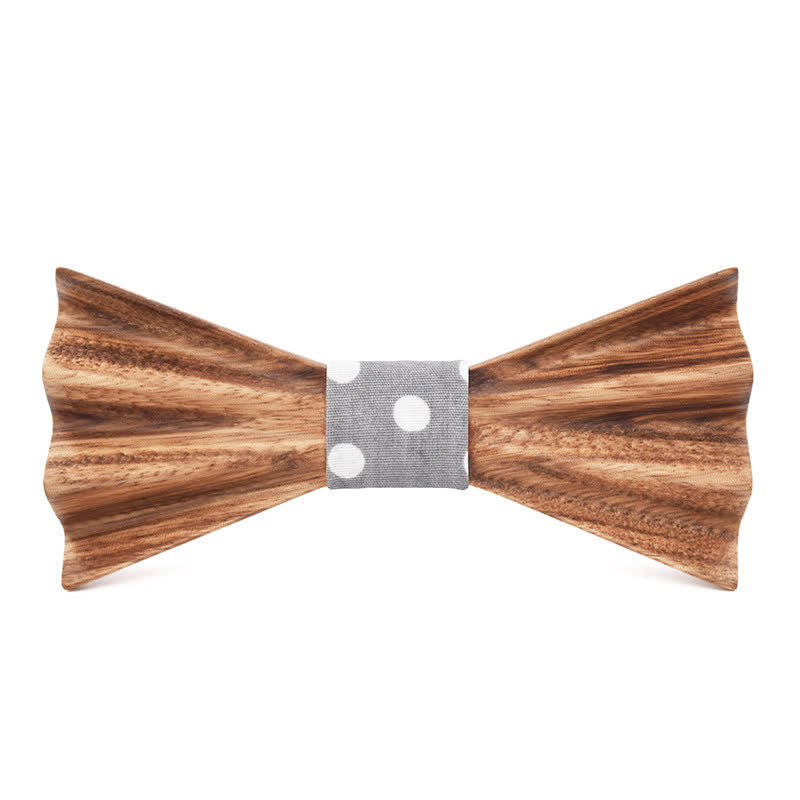 Men's Brown Stereo 3D Folded Wooden Bow Tie - Gray - image 2