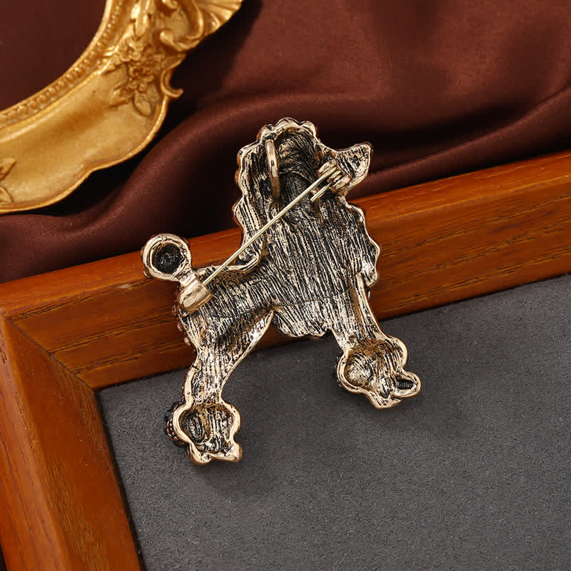 Women's Rhinestone Poodle Dog Brooch - image 4