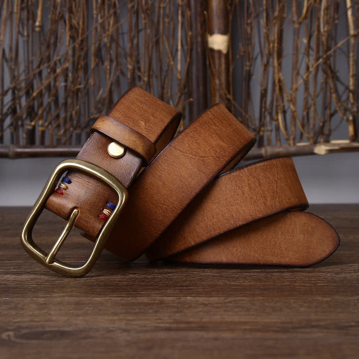 Men's Vintage Thicken Pure Cowhide Leather Belt - image 3
