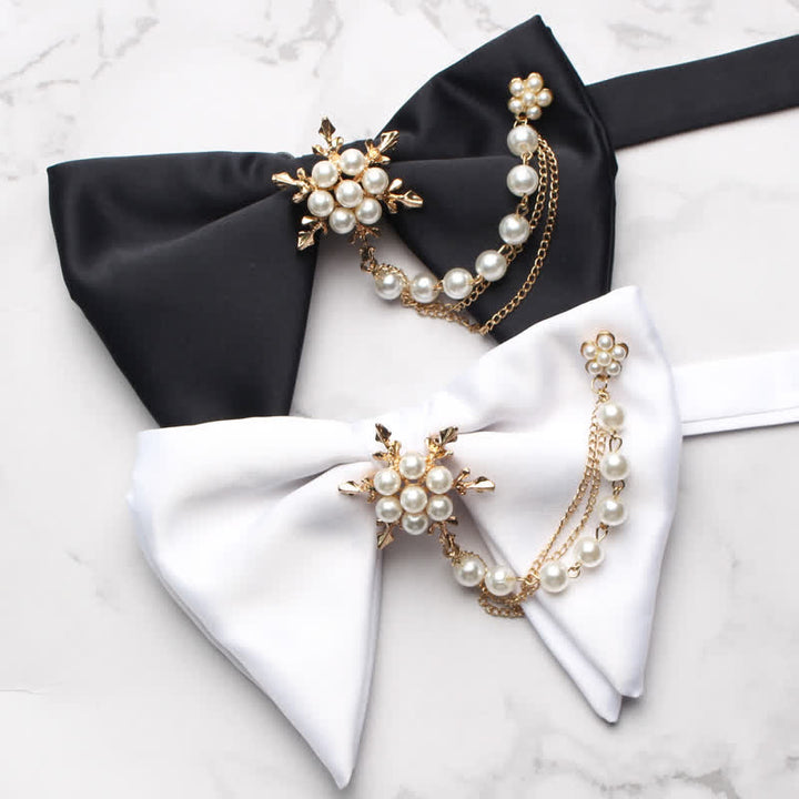 Men's Black White Oversized Pointed Bow Tie - image 4