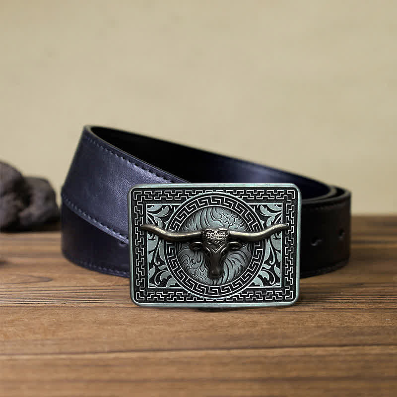 Men's DIY  Weatern Buckle Leather Belt - Silver - Black PU Belt (40) - image 5