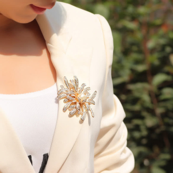 Women's Coralline Floral Pearl Brooch - image 3