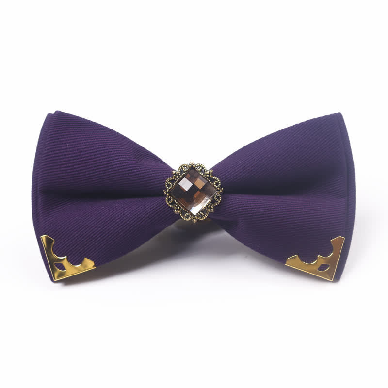 Men's Gem Golden Edge Cotton Bow Tie - Purple - image 10