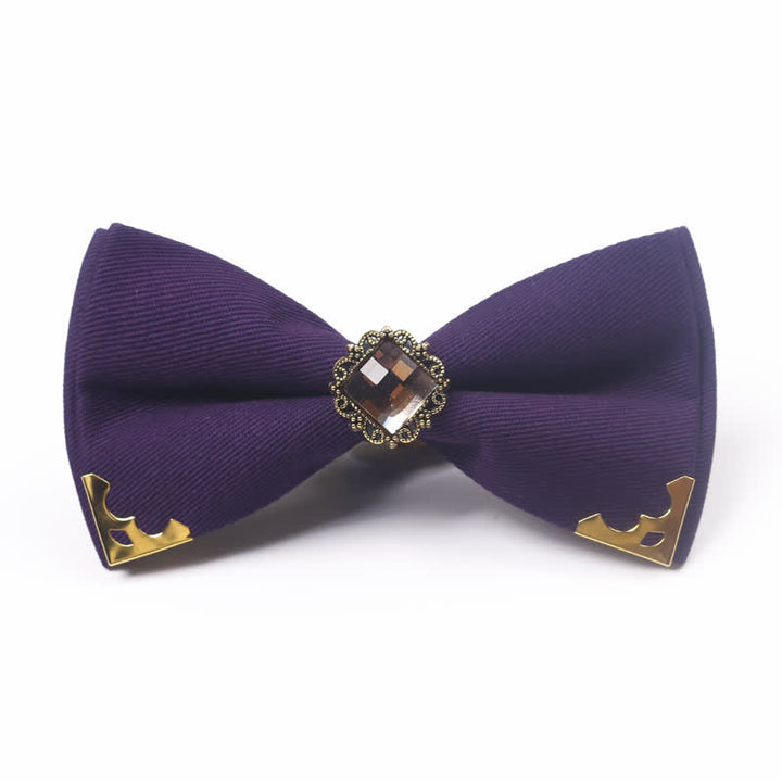 Men's Gem Golden Edge Cotton Bow Tie - Purple - image 10