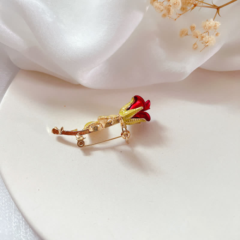 Women's Exquisite Rose With Stem Brooch - image 7