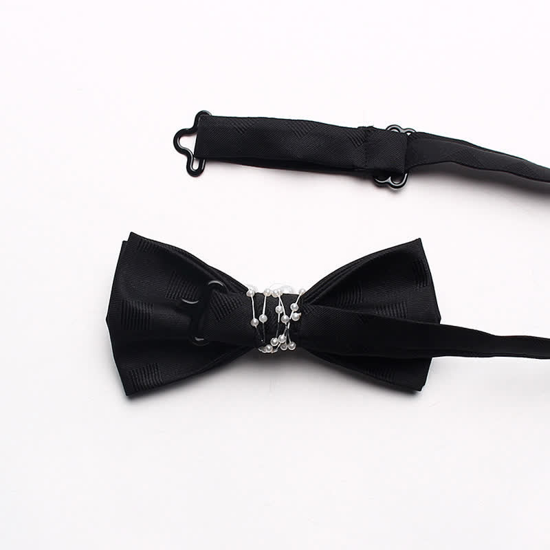 Men's Black Personality Pearls Bow Tie - image 14
