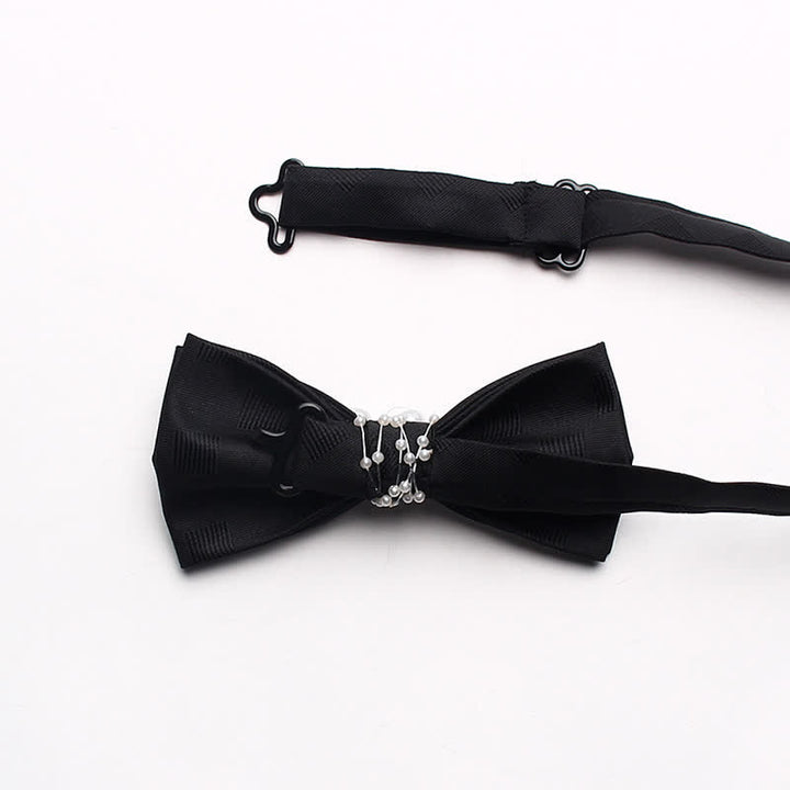 Men's Black Personality Pearls Bow Tie - image 14