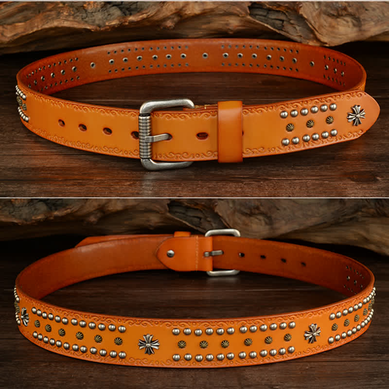 Unisex Rock Style Cross Rivet Studded Decor Belt - image 8
