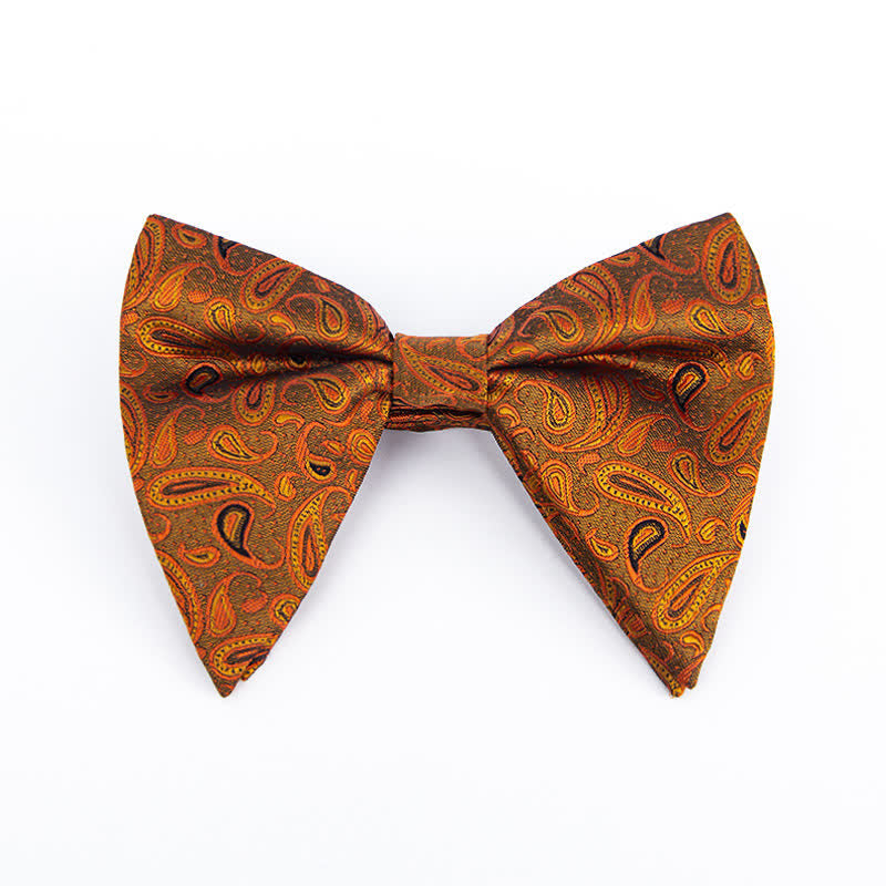 Men's Colorful Paisley Oversized Pointed Bow Tie - Yellow #2 - image 10