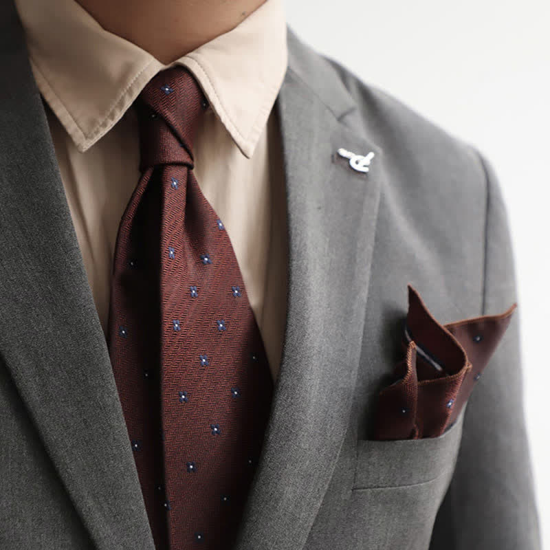 2Ps Men's Vintage Mini Motif Necktie Pocket Square Set - Burgundy Floral - image 14