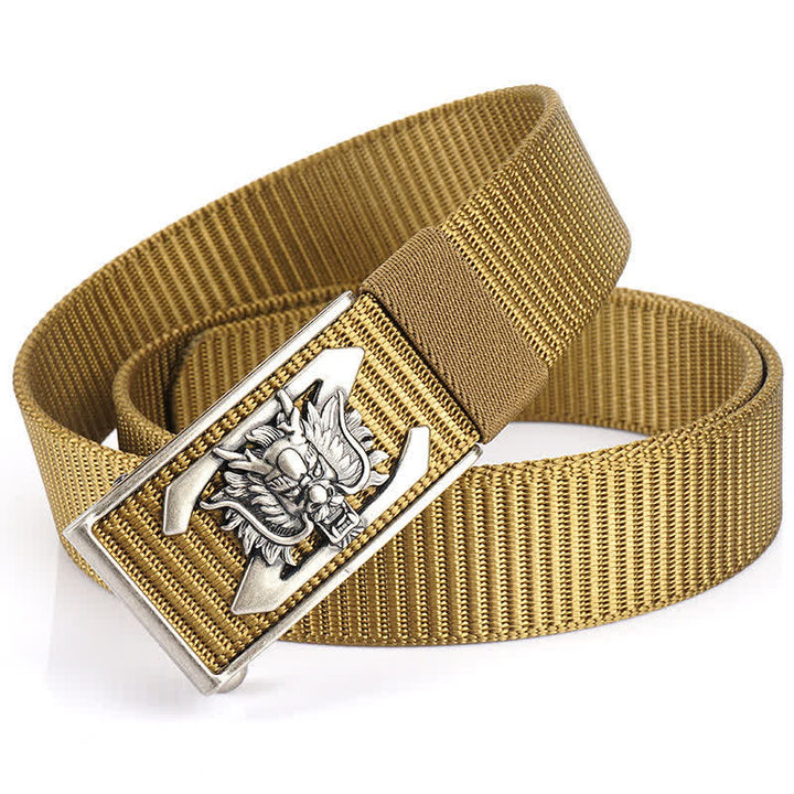Men's Z Letter Mighty Dragon Nylon Belt - Khaki / Silver - 48" - image 16