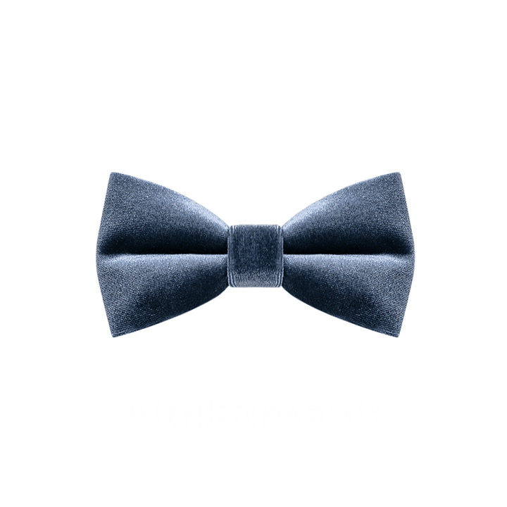 Men's Misty Gray Solid Color Velvet Bow Tie - image 6