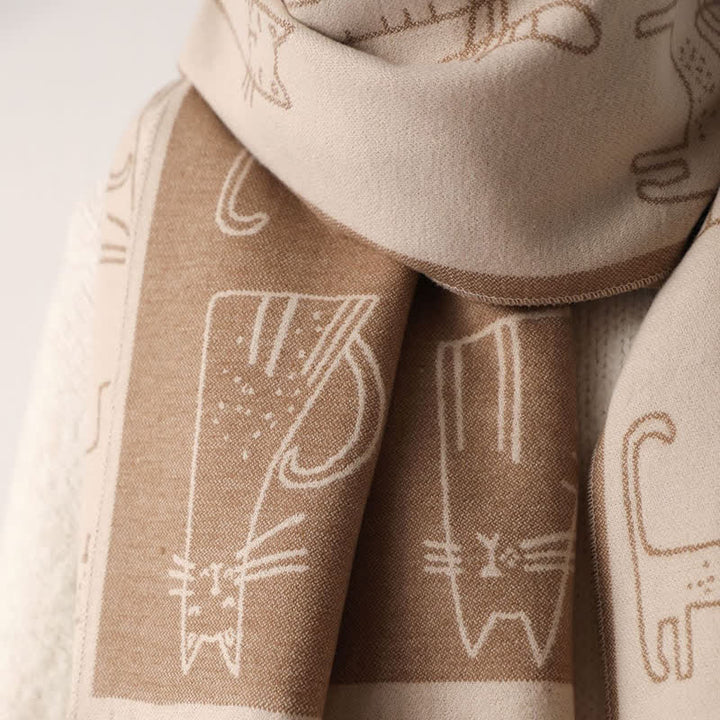 Women's Cat Print Double-Sided Shawl Scarf - image 15