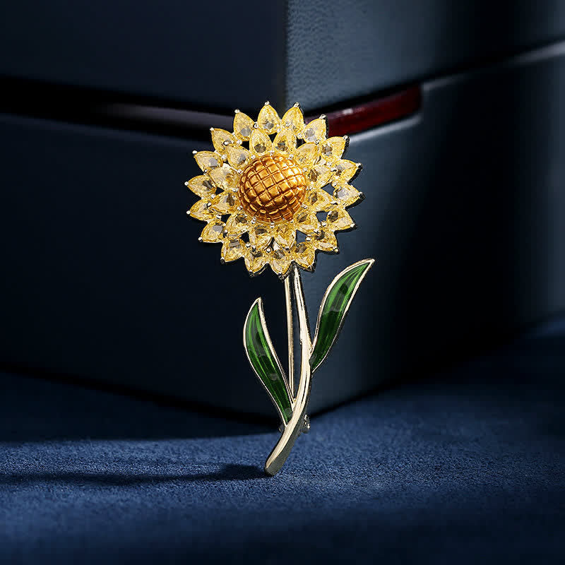 Women's Gold Sunflower Brooch - Gold - image 0