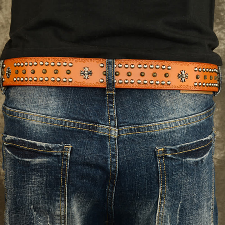 Unisex Rock Style Cross Rivet Studded Decor Belt - image 7