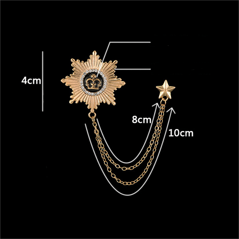 Men's Octagon Star Crown Chain Brooch - image 2