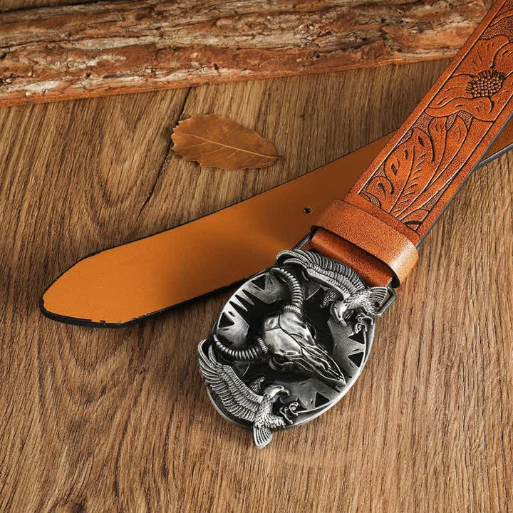 Men's Vintage Bull & Dual Eagles Leather Belt - image 21