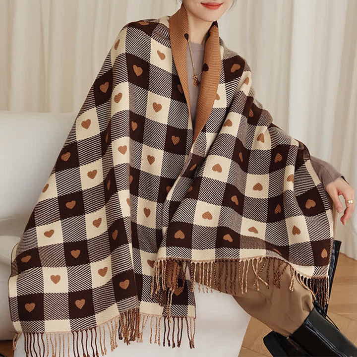 Women's Winter Cape Love Checkerboard Scarf - image 3