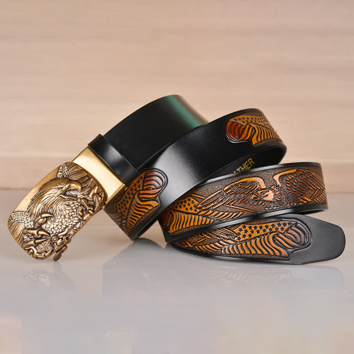 Men's Mighty Eagle Sharp Claw Automatic Buckle Leather Belt - image 16