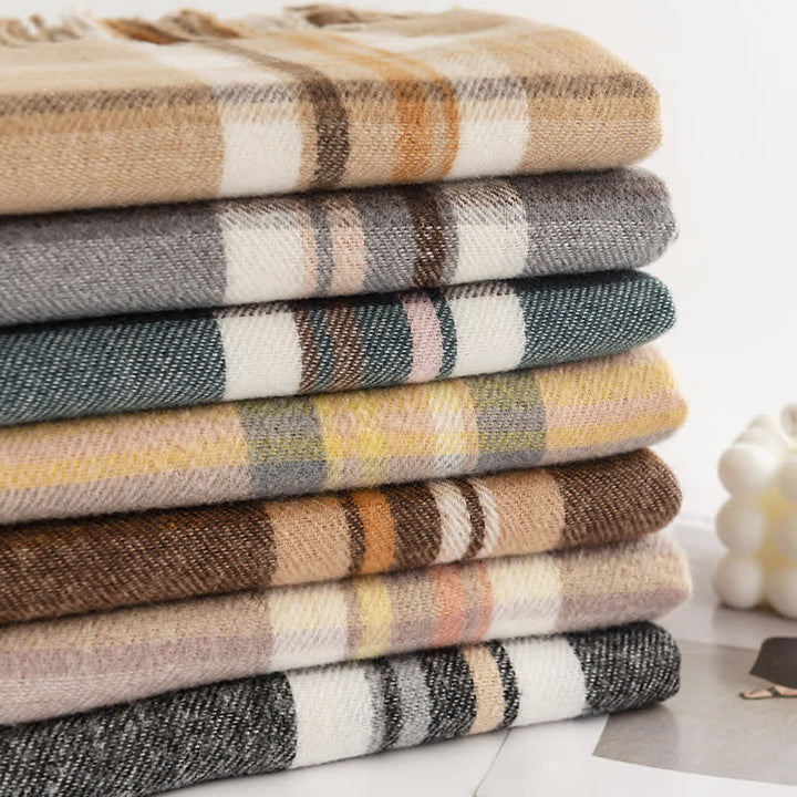 Women's Versatile British Checked Fringe Scarf - image 3
