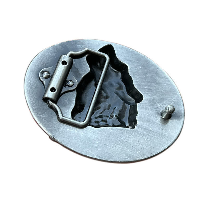 Men's DIY Howling Wolf Head Buckle Leather Belt - image 1
