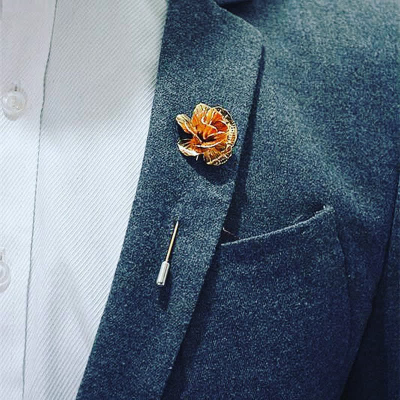 Men's Metal Rose Flower Brooch Pin - image 1