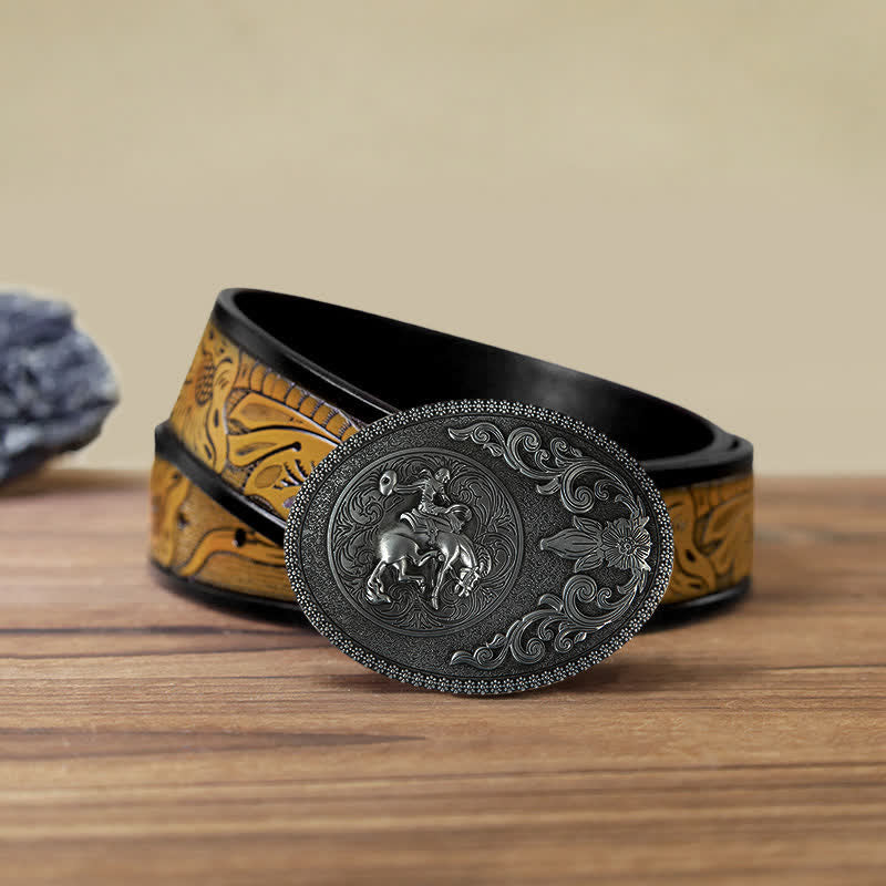 Men's DIY Off-Road Horse Riding Buckle Leather Belt - Horse Riding - SandyBrown Belt (40) - image 12