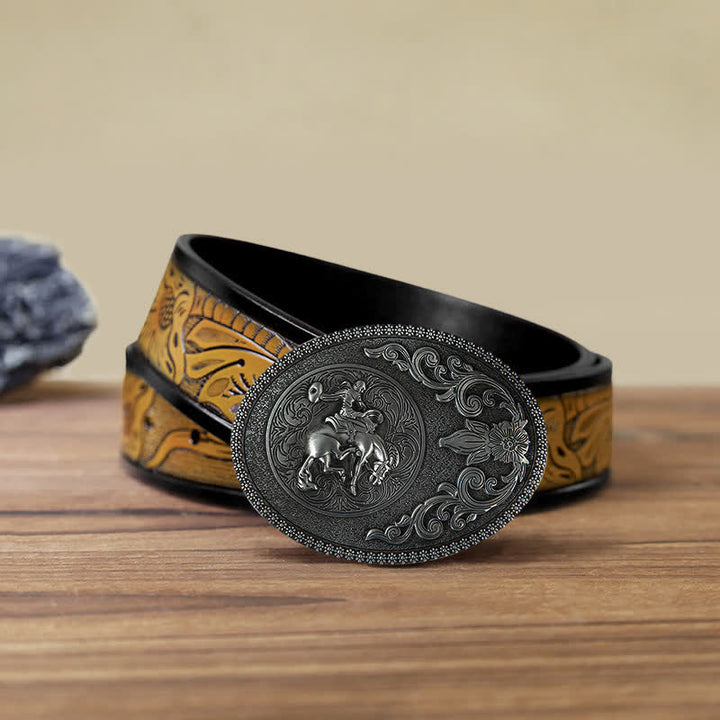 Men's DIY Off-Road Horse Riding Buckle Leather Belt - Horse Riding - SandyBrown Belt (40) - image 12