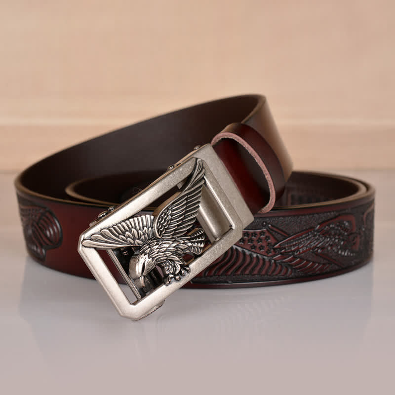 Men's Hollow Eagle Buckle Embossed Leather Belt - image 28