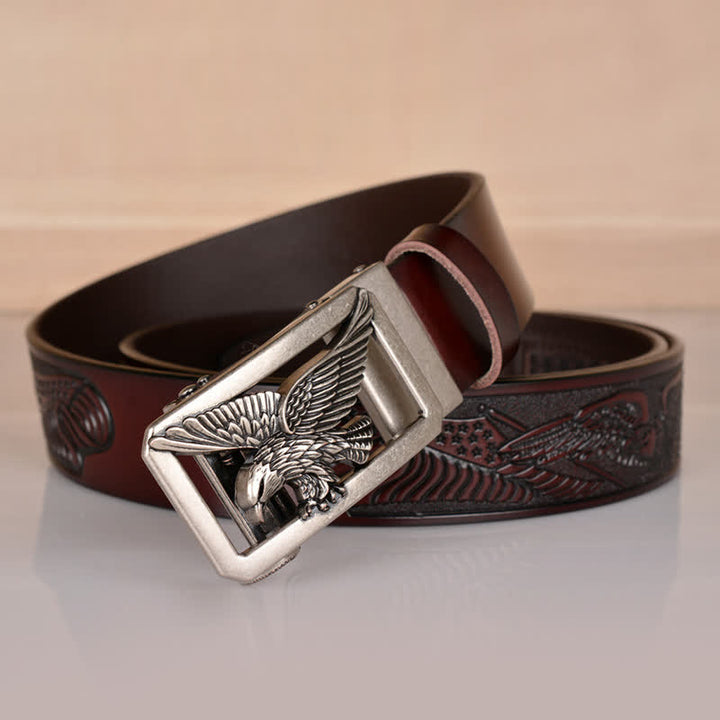 Men's Hollow Eagle Buckle Embossed Leather Belt - image 28