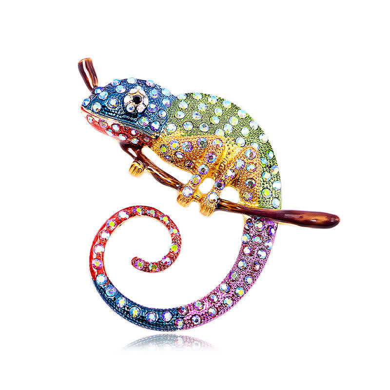 Women's Colorful Chameleon Lizard Brooch - Blue - image 10