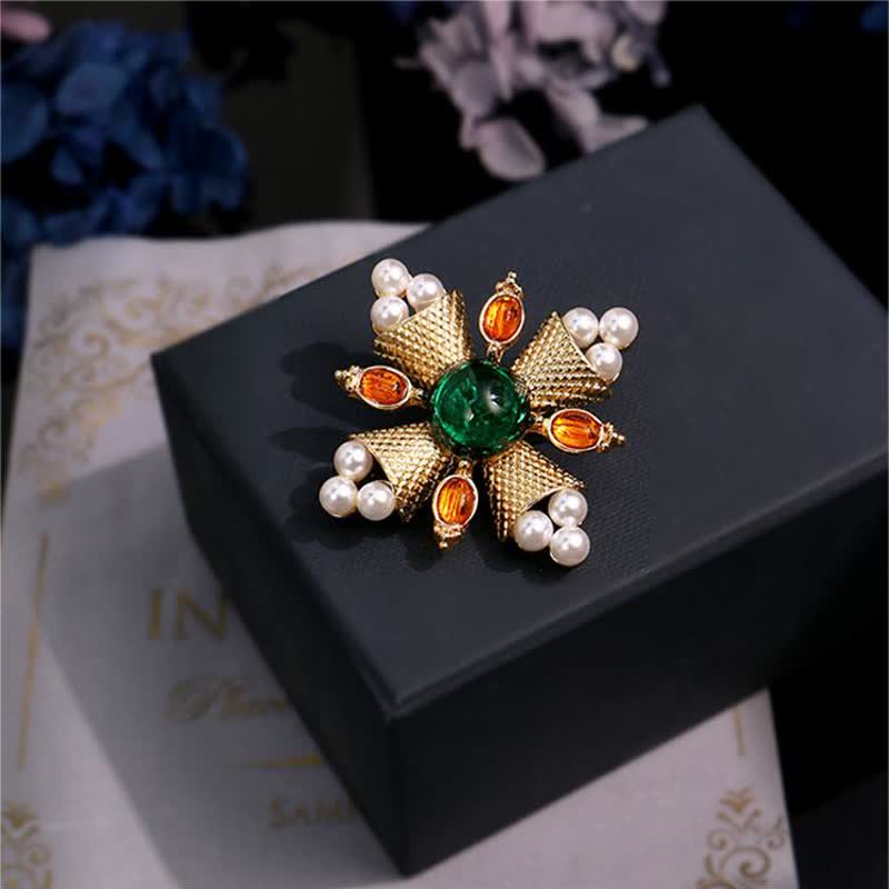 Women's Empress Baroque Cross Pearl Brooch - image 3