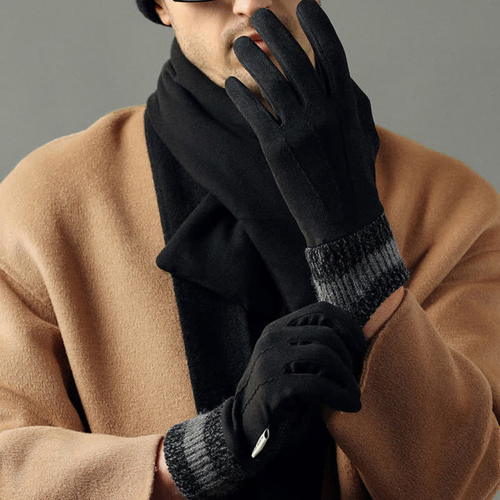 Unisex Suede Fleece Non-slip Flip Split Finger Gloves - image 10