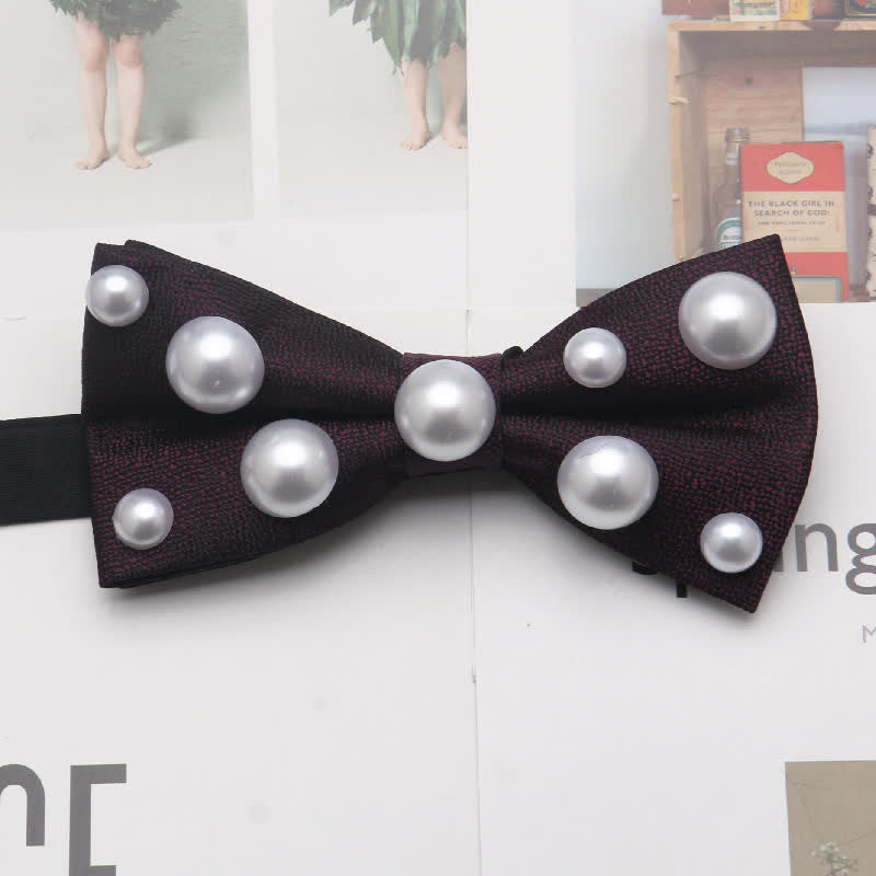 Artificial Pearls Dancing Party Bow Tie