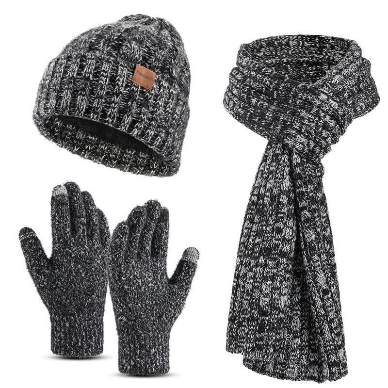 3Pcs Unisex Stylish Hat Long Scarf Touch Screen Gloves Set - Black - Adjustable (Approx. 17.72"-25.78") - image 10