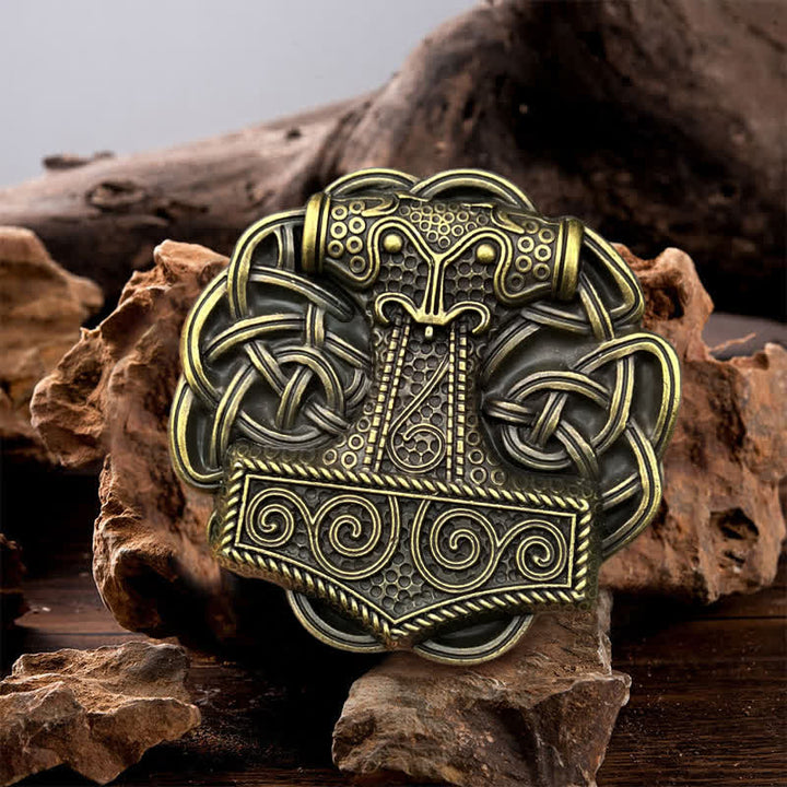 Men's DIY Viking Thor's Hammer Buckle Leather Belt - Thor's Hammer - Without Belt - image 0