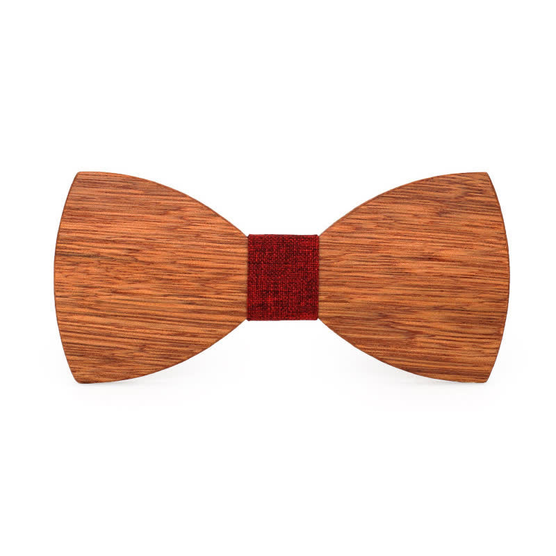 Men's Vintage Begonia Wooden Bow Tie - Red - image 6