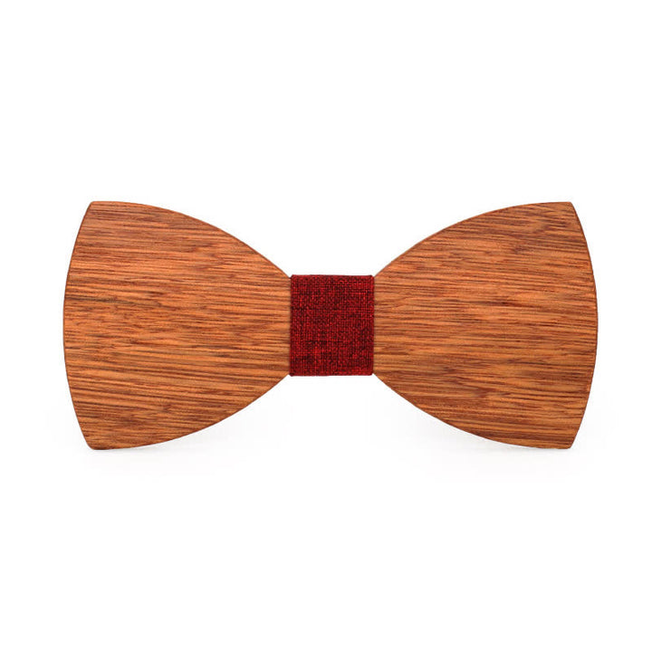 Men's Vintage Begonia Wooden Bow Tie - Red - image 6