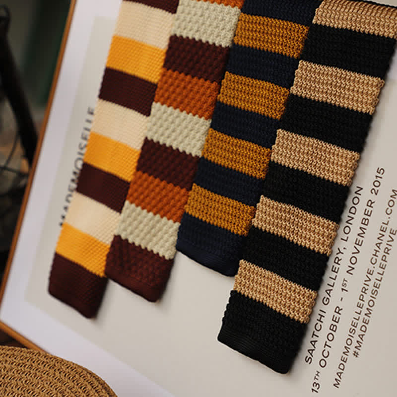 Men's Autumn Horizonal Striped Knitted Necktie - image 3